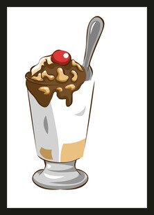 巧克力樱桃冰淇淋甜点