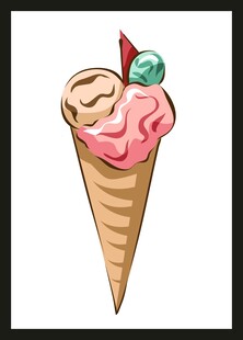 美味双色冰淇淋甜筒