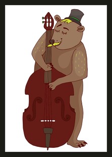 戴帽海狸演奏低音提琴