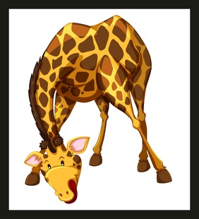 低头的长颈鹿插画