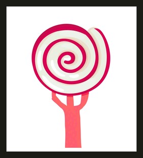 手举螺旋棒棒糖图案