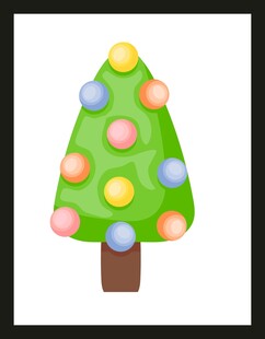 彩色装饰圣诞树插画