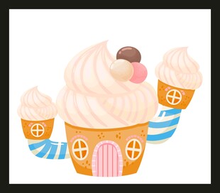 可爱冰淇淋小屋插画