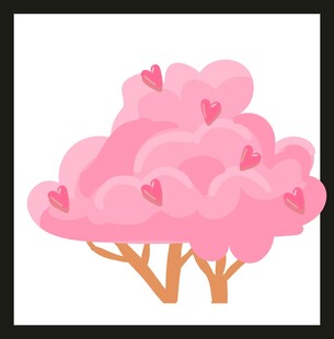 粉色爱心树插画