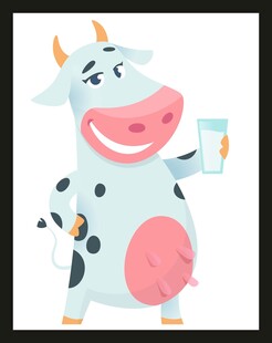 卡通奶牛手持饮品很欢乐