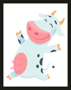 可爱卡通小牛欢乐躺