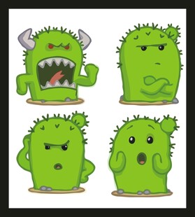 可爱绿色小怪兽表情集合