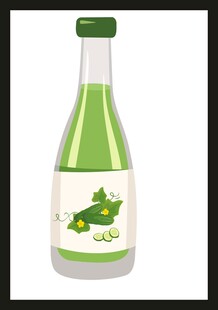 绿色瓶装饮品插画