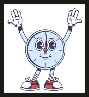 卡通时钟形象活力满满