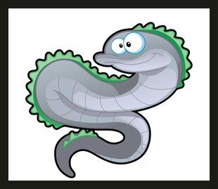 卡通形象的灰色带绿边生物