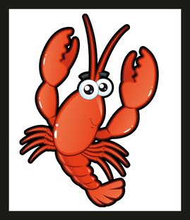 卡通红色大龙虾形象