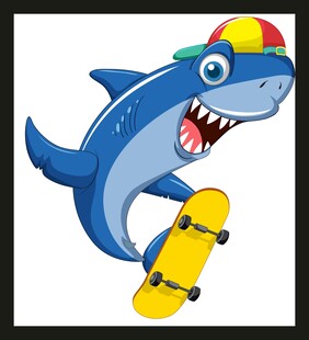 滑板鲨鱼卡通形象