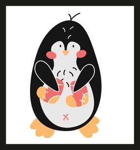 可爱企鹅怀抱萌趣小企鹅