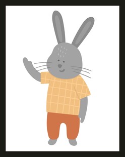挥手的卡通兔子形象