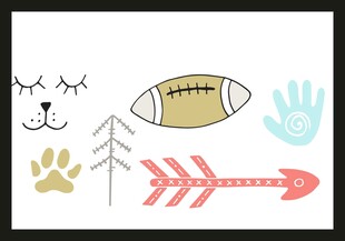 可爱动物与运动元素图案