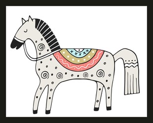 卡通装饰风格图案小马