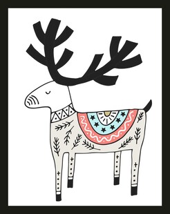 手绘装饰风驯鹿图案