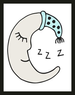 可爱月牙入眠插画