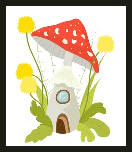 蘑菇小屋插画