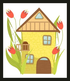 可爱卡通风格的黄色小屋