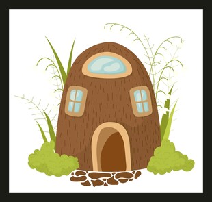 童话风蘑菇小屋插画