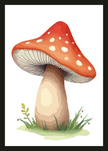 红色斑点蘑菇插画