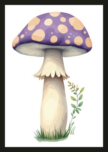 紫色斑点蘑菇插画