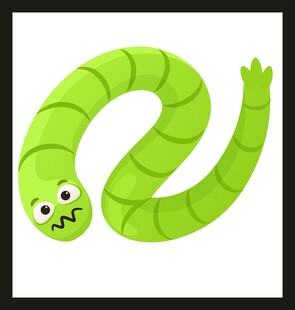 可爱绿色卡通蚯蚓形象