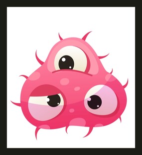 可爱粉色多眼卡通小怪物