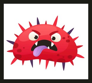红色带刺搞怪病毒形象