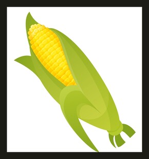 卡通形象的新鲜玉米棒