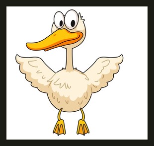 可爱卡通大白鹅张开翅膀