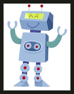 蓝色卡通机器人张开双臂