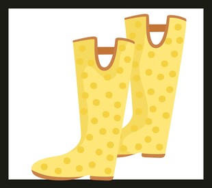 黄色波点雨靴