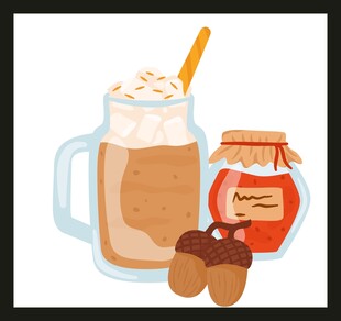 秋日坚果奶昔与果酱组合