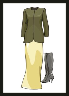 女士套装与靴子搭配展示