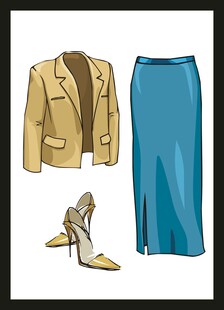 女士时尚套装与高跟鞋搭配