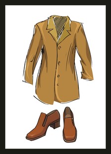棕色风衣与皮鞋搭配展示