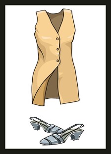 米色无袖上衣与凉鞋搭配