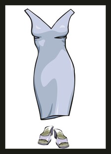 浅蓝色连衣裙搭配高跟鞋