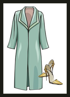 浅绿色风衣与高跟鞋搭配