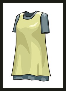 浅黄色短袖连衣裙款式图