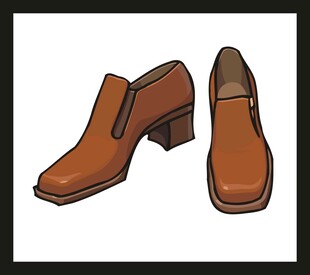 棕色复古方头粗跟单鞋