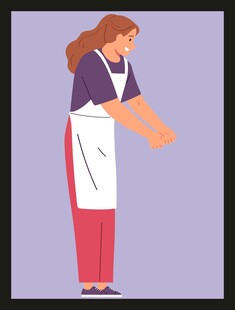 围裙女士伸手动作展示