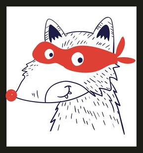 戴眼罩的俏皮狐狸插画