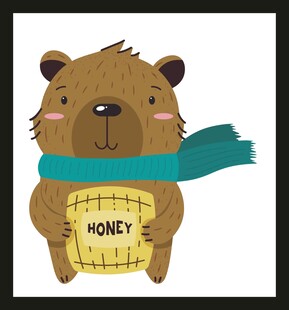 抱蜂蜜罐的可爱小熊