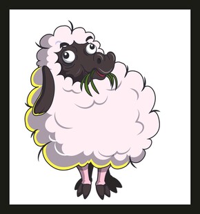 卡通绵羊吃草图