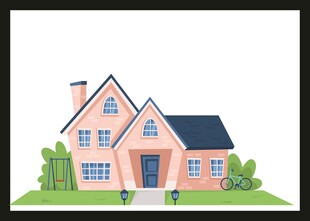 可爱粉色小屋插画