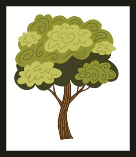 卡通风格的茂盛树木