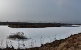 冬日冰封湖面景观